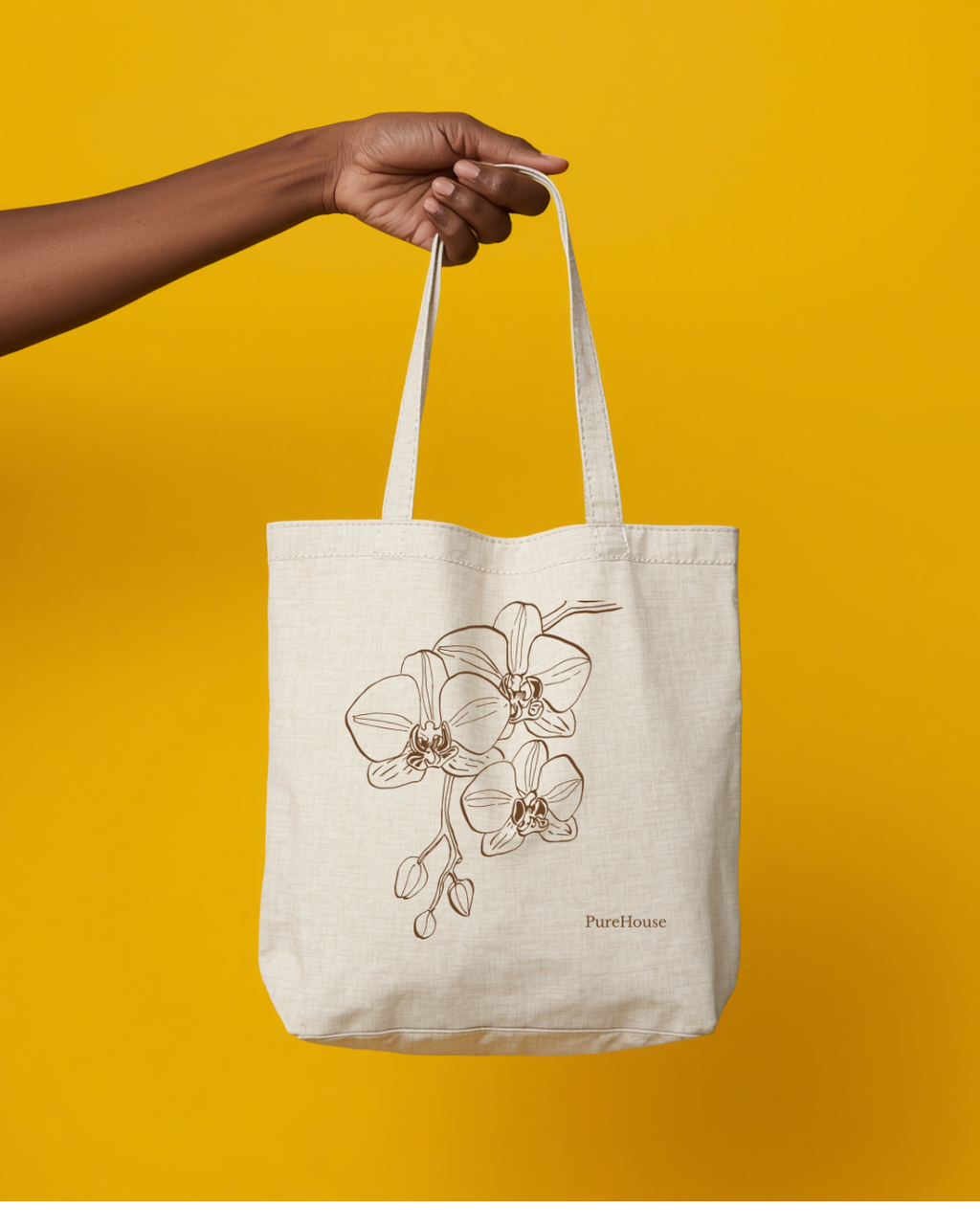 Orchid Botanical Fine Line Art | Tote Bag