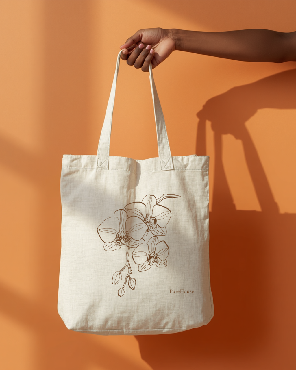 Orchid Botanical Fine Line Art | Tote Bag