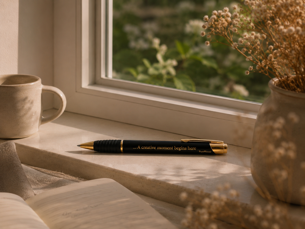 A creative Moment Begins here - Engraved Brass Pen