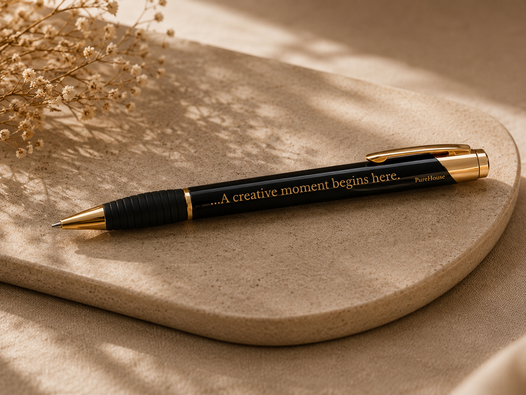 A creative Moment Begins here - Engraved Brass Pen