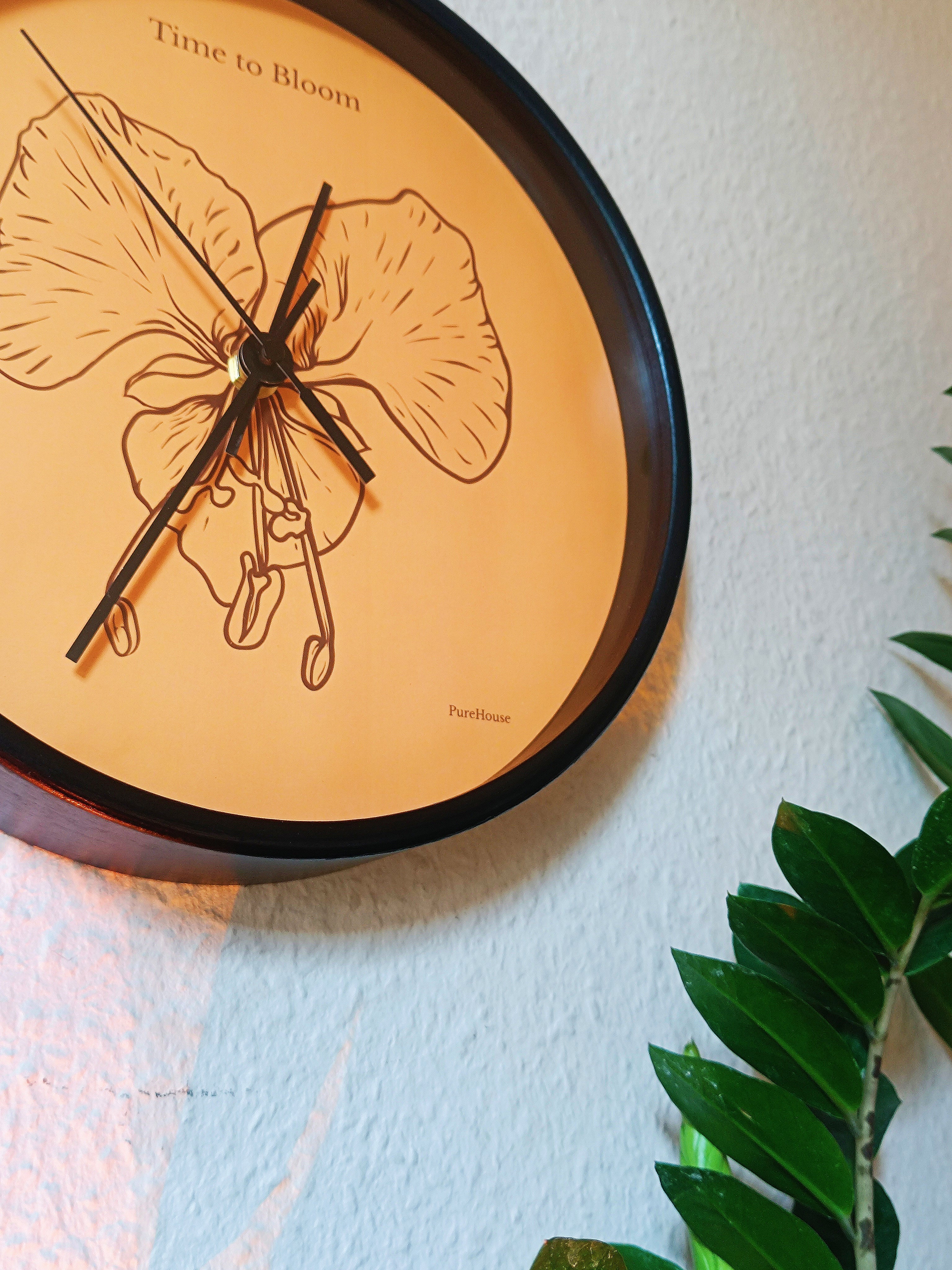 "Time to Bloom" | Orchid Wall Clock
