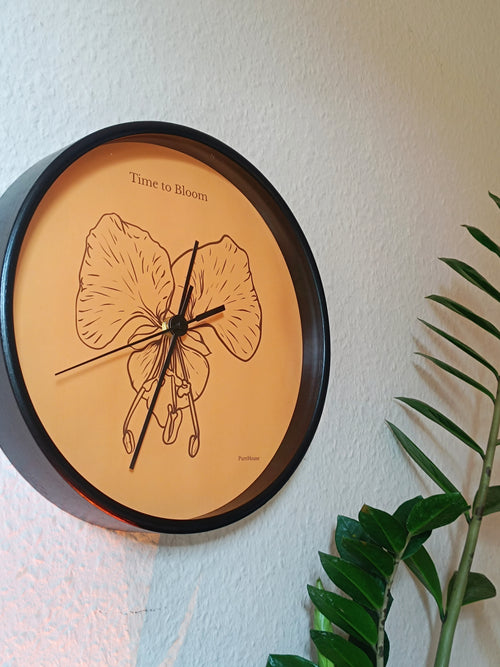 "Time to Bloom" | Orchid Wall Clock