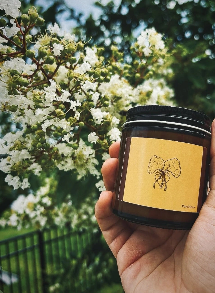 Orchid Soy Candle | Amber Jar with Black lid